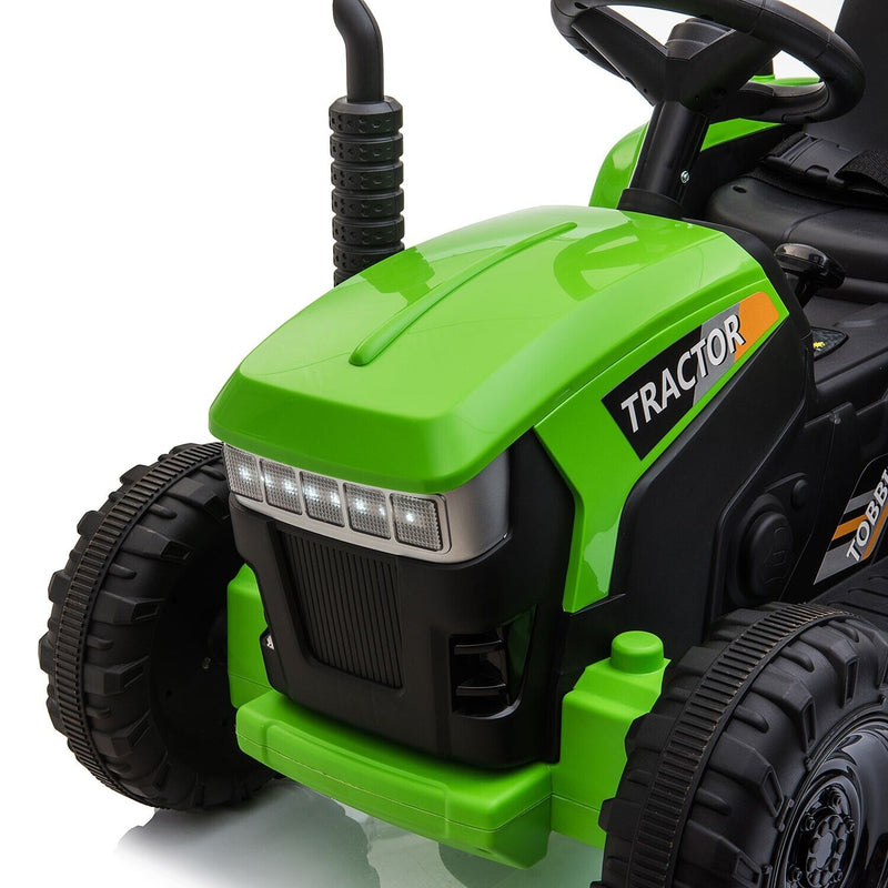 TOBBI 12V Battery-Powered Toy Tractor with Trailer for Kids - Electric Ride-On Vehicle
