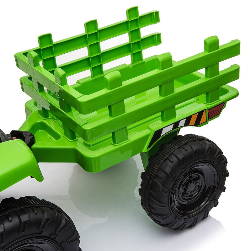 TOBBI 12V Battery-Powered Toy Tractor with Trailer for Kids - Electric Ride-On Vehicle