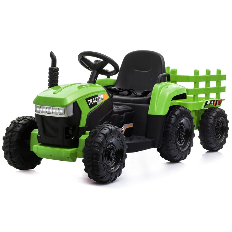 TOBBI 12V Battery-Powered Toy Tractor with Trailer for Kids - Electric Ride-On Vehicle