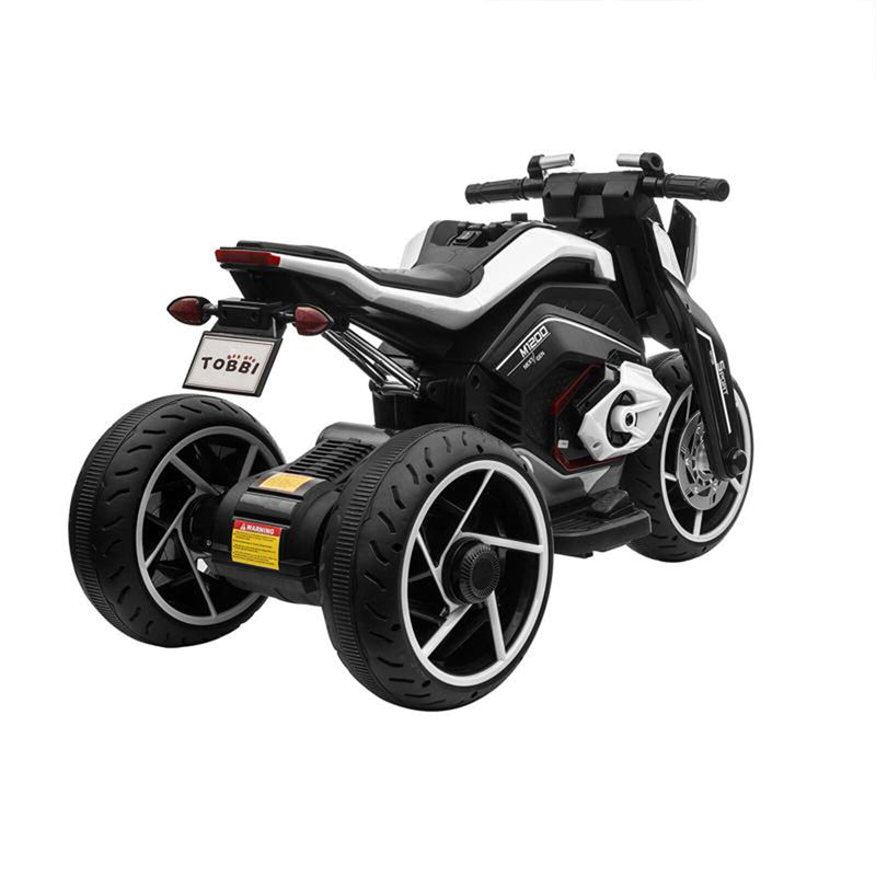 TOBBI 12V Electric 3-Wheeled Ride On Motorcycle for Kids 3 and Up - Black