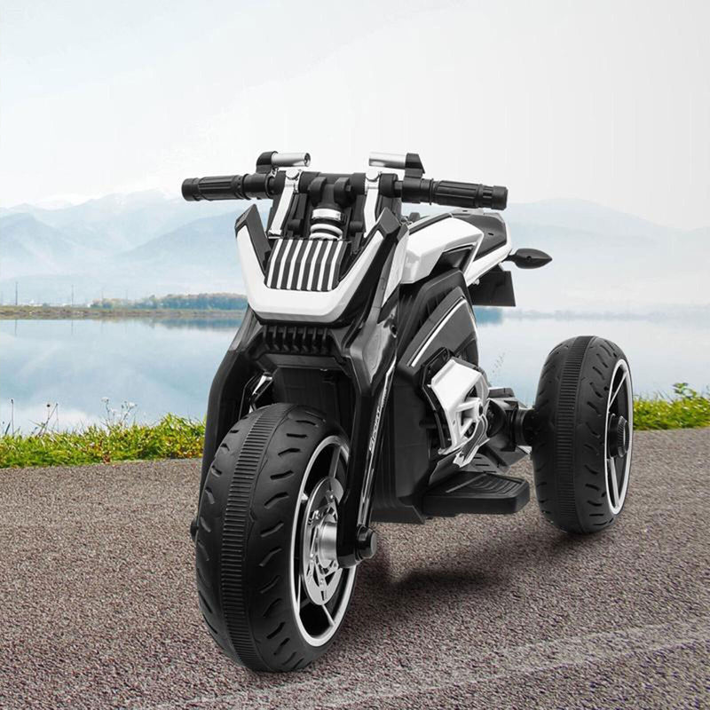 TOBBI 12V Electric 3-Wheeled Ride On Motorcycle for Kids 3 and Up - Black