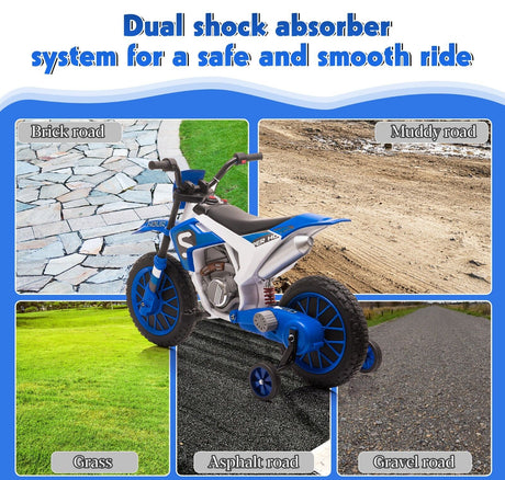 TOBBI 12V Electric Dirt Bike for Kids - Powered Motorbike with Realistic Design