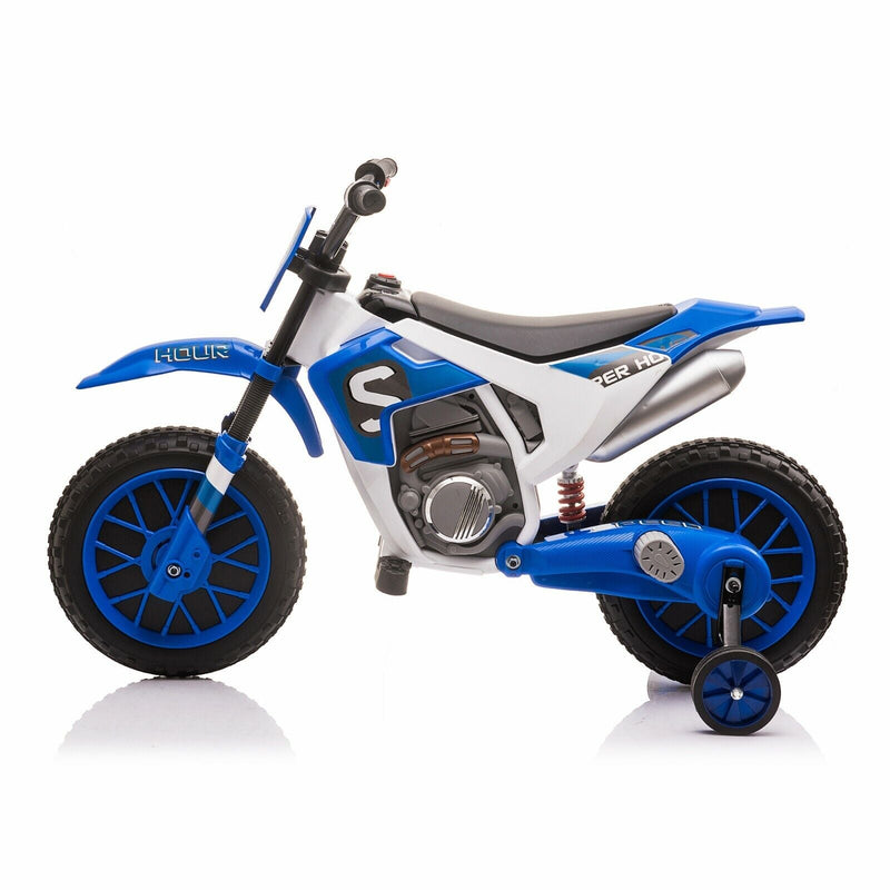 TOBBI 12V Electric Dirt Bike for Kids with Training Wheels - Realistic Motorbike Experience