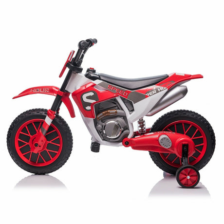 TOBBI 12V Electric Dirt Bike for Kids with Training Wheels - Realistic Motorbike Experience