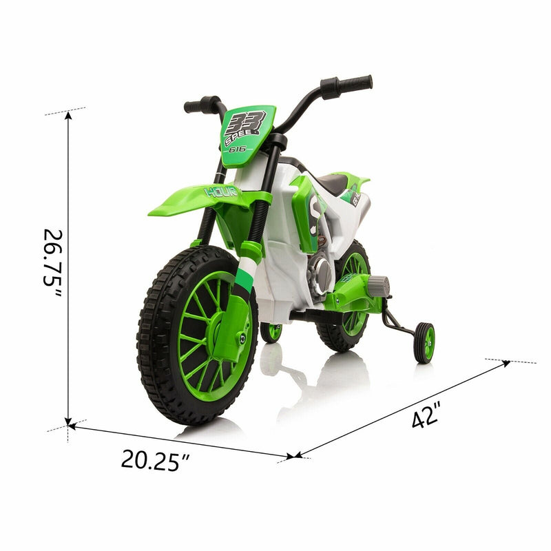 TOBBI 12V Electric Dirt Bike for Kids with Training Wheels - Realistic Motorbike Experience