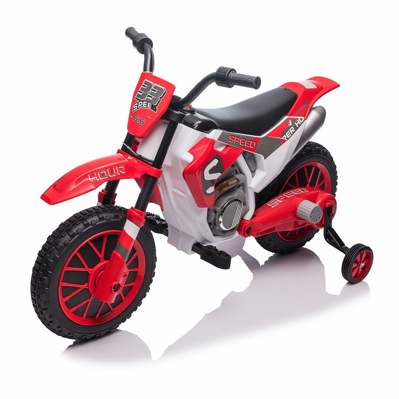 Electric Dirt Bike for Kids with Training Wheels - 12V Off-Road Ride-On Toy