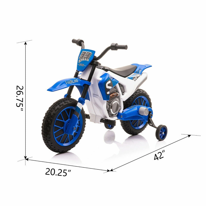 Electric Dirt Bike for Kids with Training Wheels - 12V Off-Road Ride-On Toy