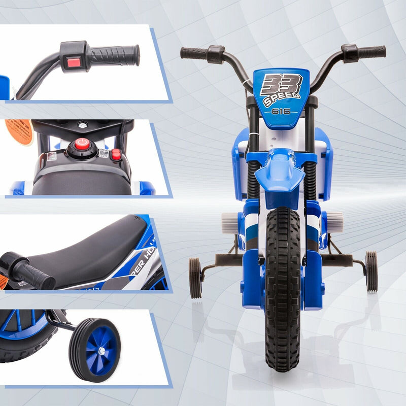 Electric Dirt Bike for Kids with Training Wheels - 12V Off-Road Ride-On Toy