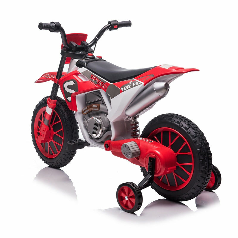 Electric Dirt Bike for Kids with Training Wheels - 12V Off-Road Ride-On Toy