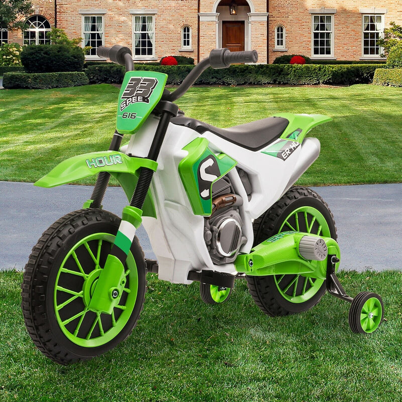 Electric Dirt Bike for Kids with Training Wheels - 12V Off-Road Ride-On Toy