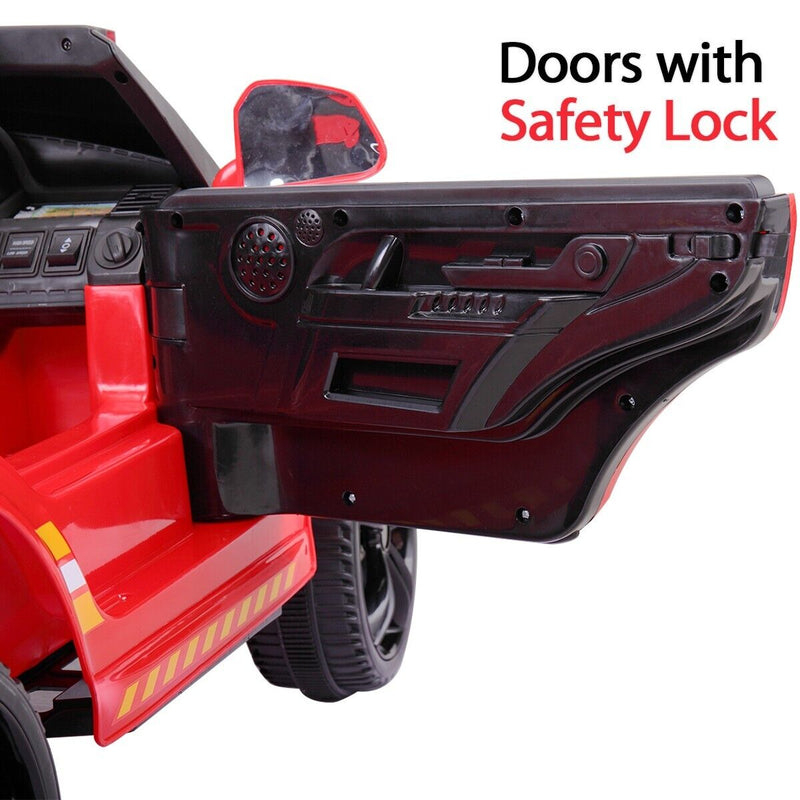 TOBBI 12V Electric Fire Truck Ride On Car for Kids with Remote Control and Real Megaphone