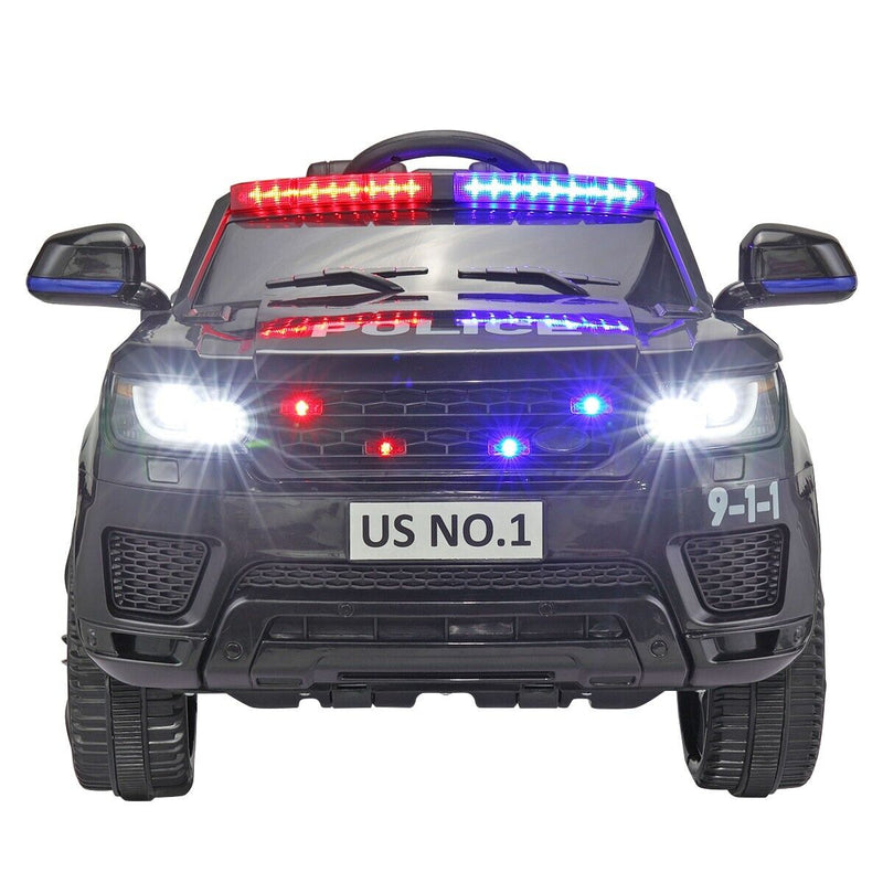 TOBBI 12V Electric Kids Police Car with Remote Control and Real Megaphone