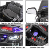 TOBBI 12V Electric Kids Police Car with Remote Control and Real Megaphone