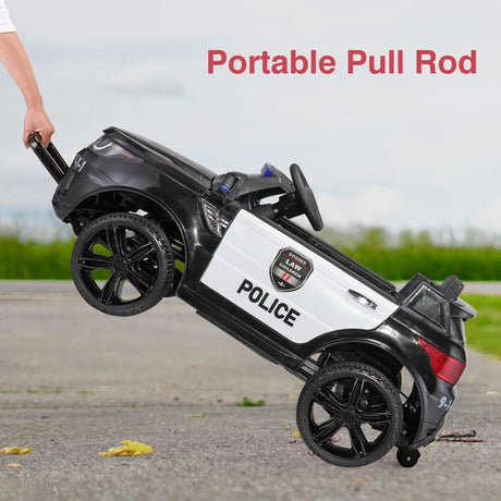 TOBBI 12V Electric Kids Police Car with Remote Control and Real Megaphone