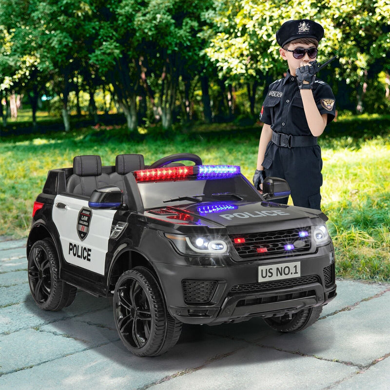 TOBBI 12V Electric Kids Police Car with Remote Control and Real Megaphone