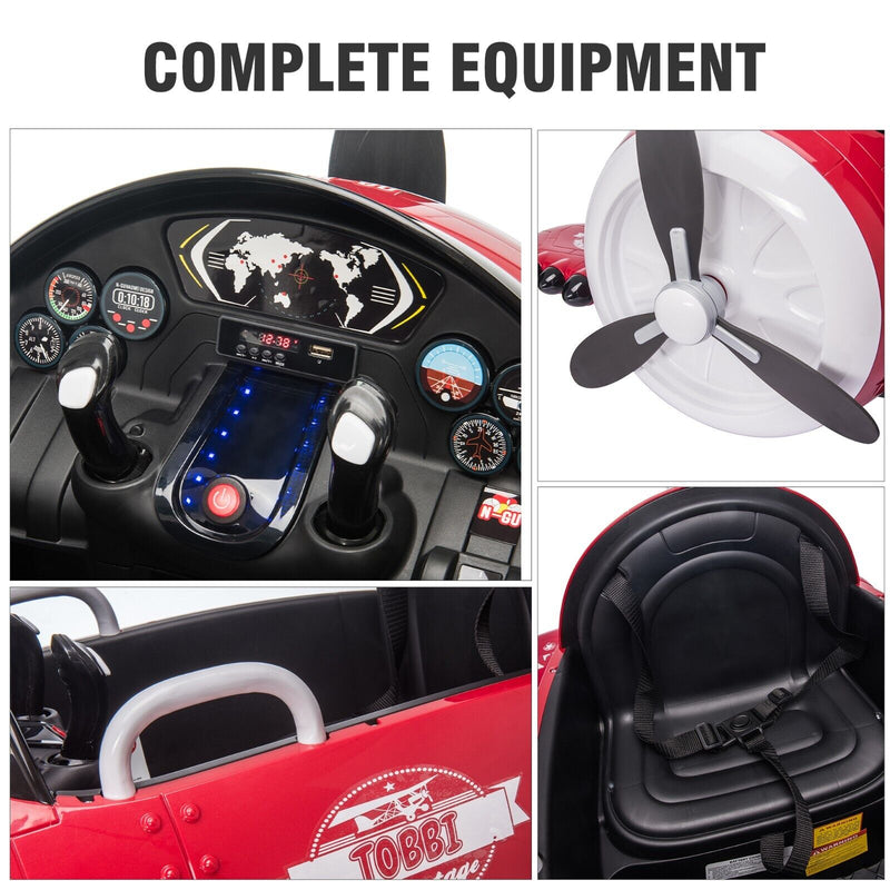 12V Electric Kids Ride-On Airplane Car with Joystick Control for Ages 3-6