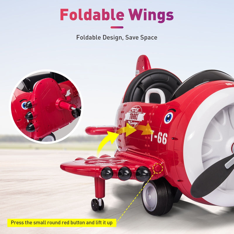 12V Electric Kids Ride-On Airplane Car with Joystick Control for Ages 3-6