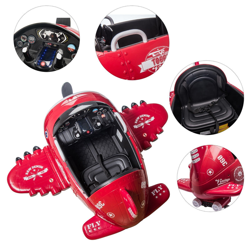 12V Electric Kids Ride-On Airplane Car with Joystick Control for Ages 3-6