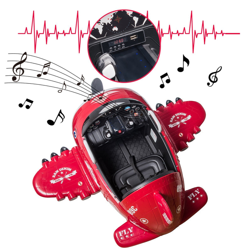 12V Electric Kids Ride-On Airplane Car with Joystick Control for Ages 3-6