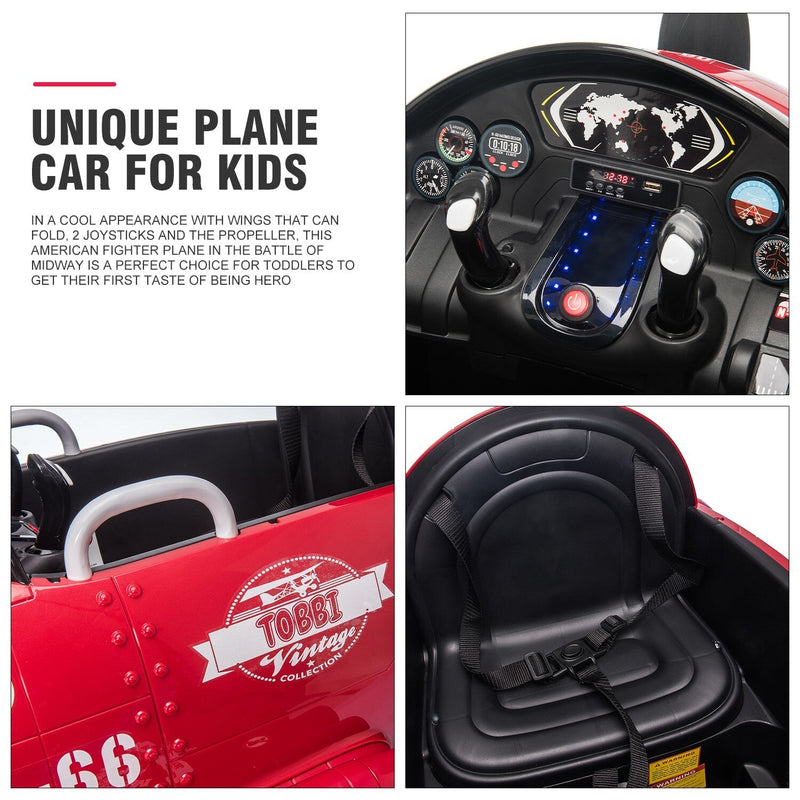 12V Electric Kids Ride-On Airplane Car with Joystick Control for Ages 3-6