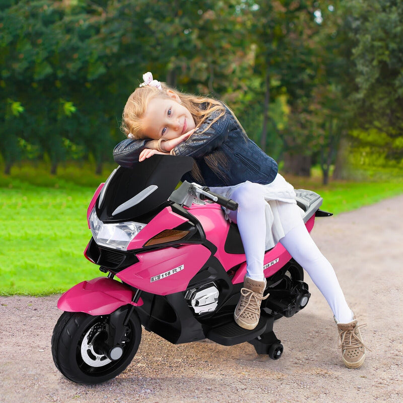 TOBBI 12V Electric Kids Ride-On Motorcycle with Training Wheels