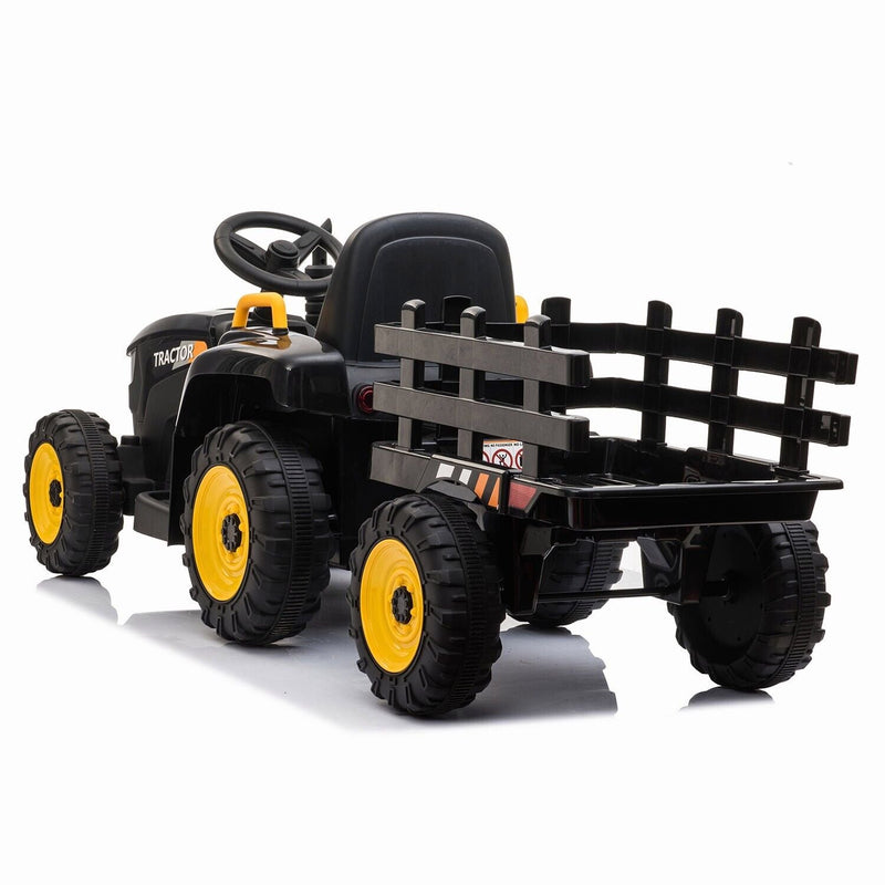 TOBBI 12V Electric Kids Ride On Tractor with Trailer and Lights