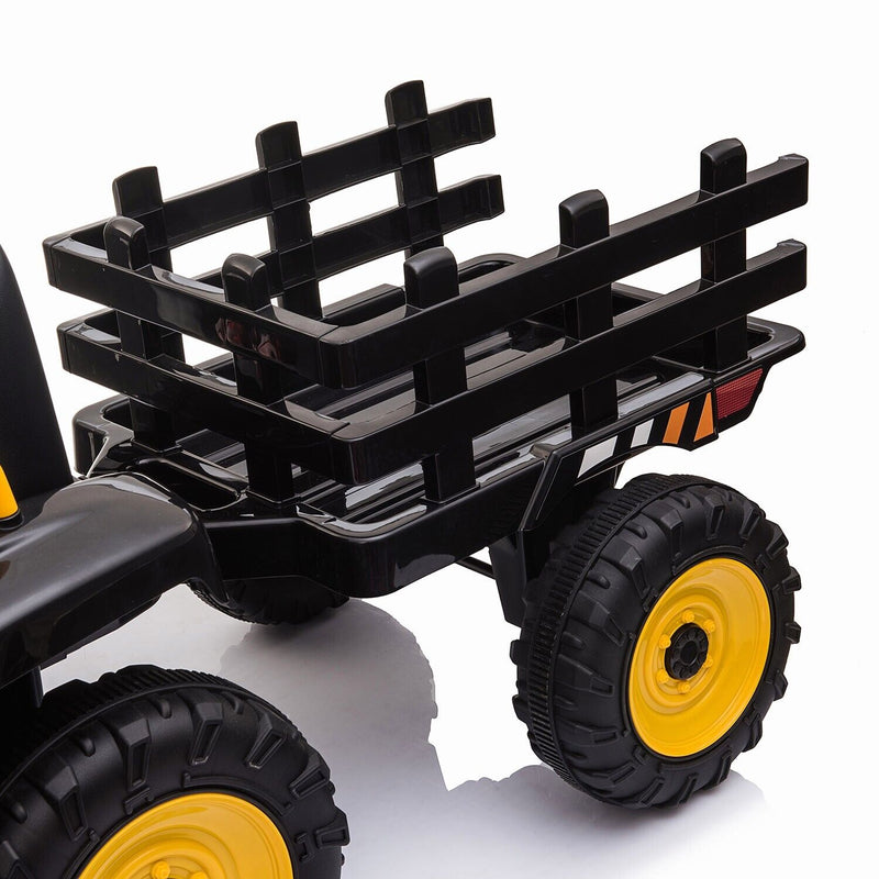 TOBBI 12V Electric Kids Ride On Tractor with Trailer and Lights