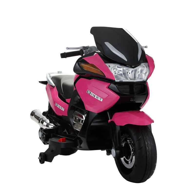 TOBBI 12V Electric Motorcycle for Kids with Training Wheels - Battery Powered Ride-On Toy