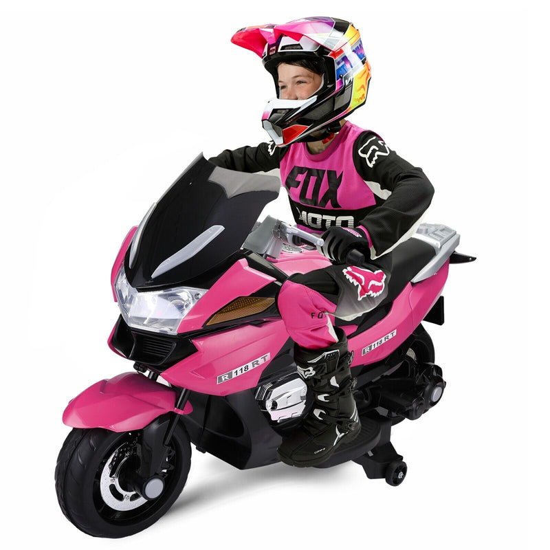 TOBBI 12V Electric Motorcycle Toy for Kids with Training Wheels - Battery Powered Ride-On Fun!