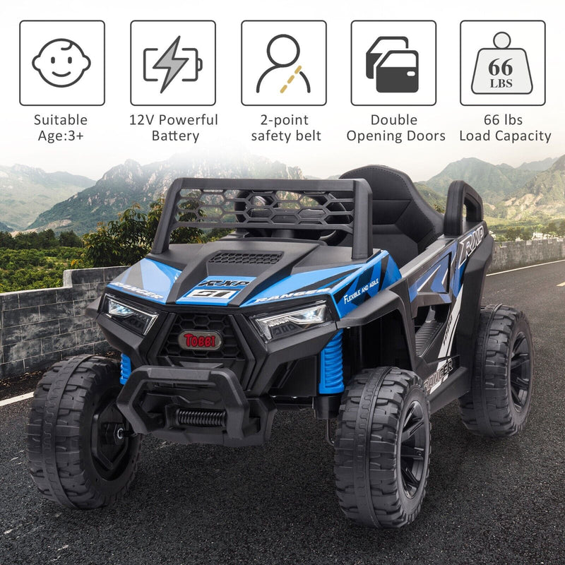 TOBBI 12V Electric Off-Road UTV for Kids - Battery Powered Ride-On Buggy