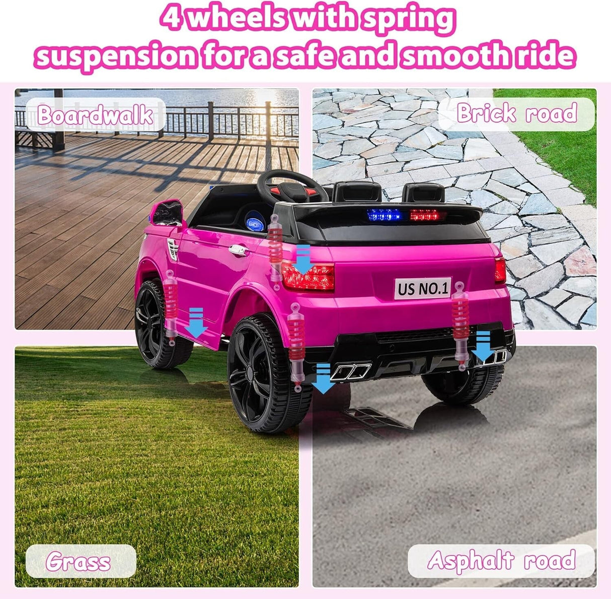12V Battery-Powered Electric Police SUV Toy Car with Remote Control