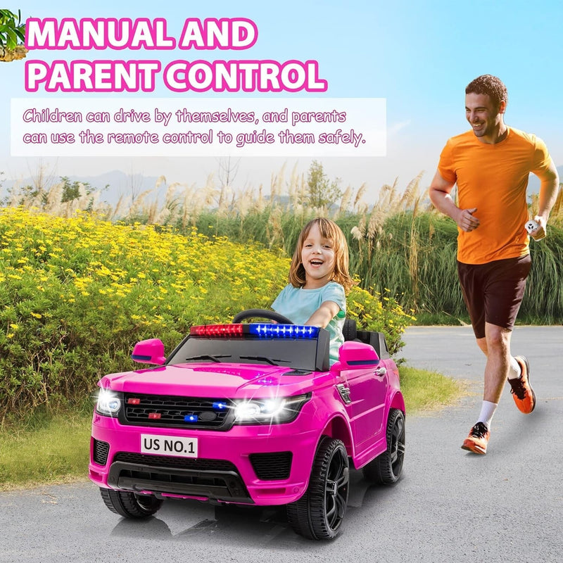 12V Battery-Powered Electric Police SUV Toy Car with Remote Control
