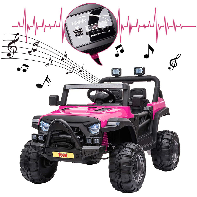 TOBBI 12V Electric Remote Control Kids Ride On Truck in Rose Red