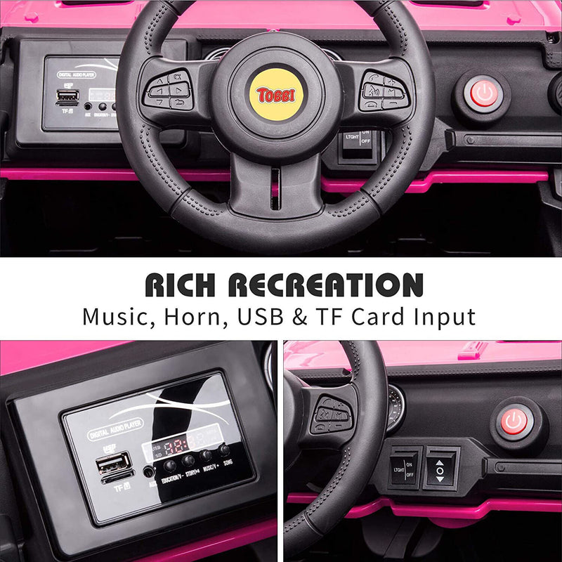 TOBBI 12V Electric Remote Control Kids Ride On Truck in Rose Red