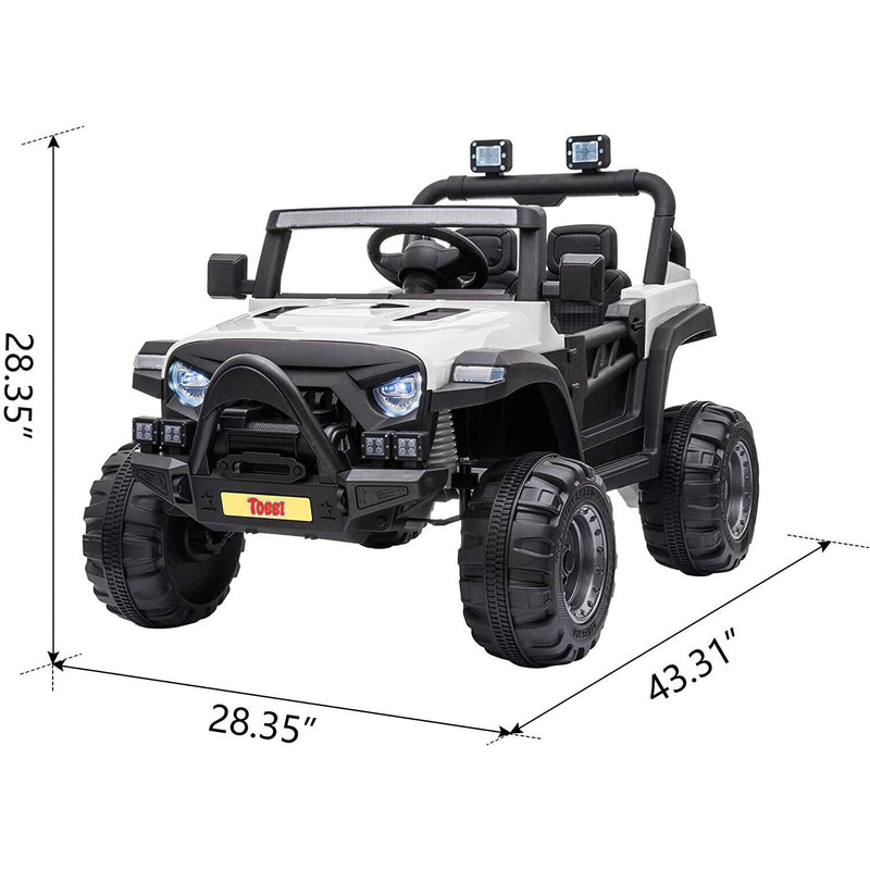 TOBBI 12V Electric Remote Control Kids Ride-On Truck in White