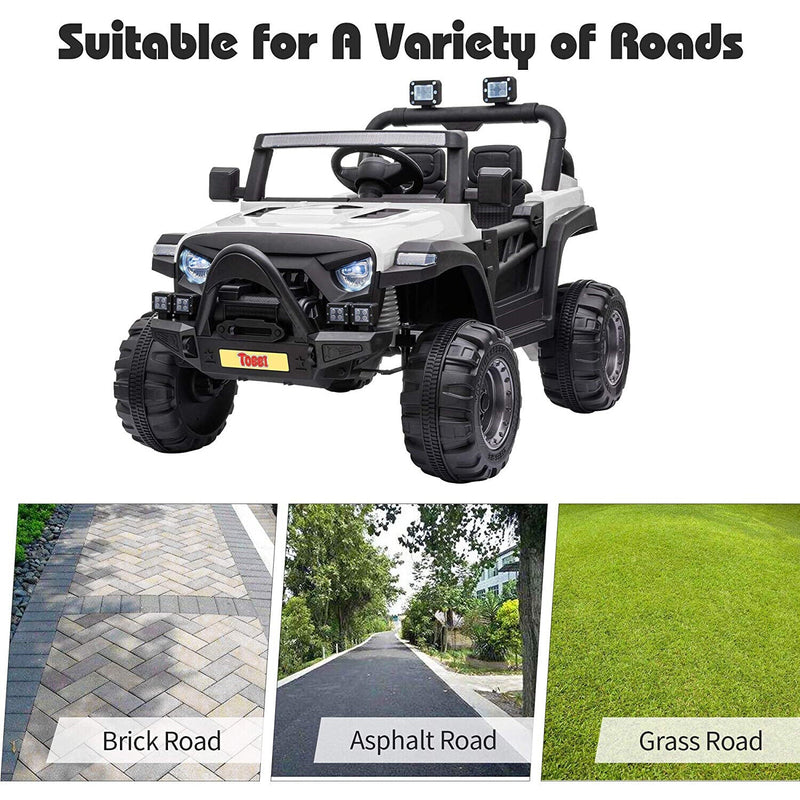 TOBBI 12V Electric Remote Control Kids Ride-On Truck in White