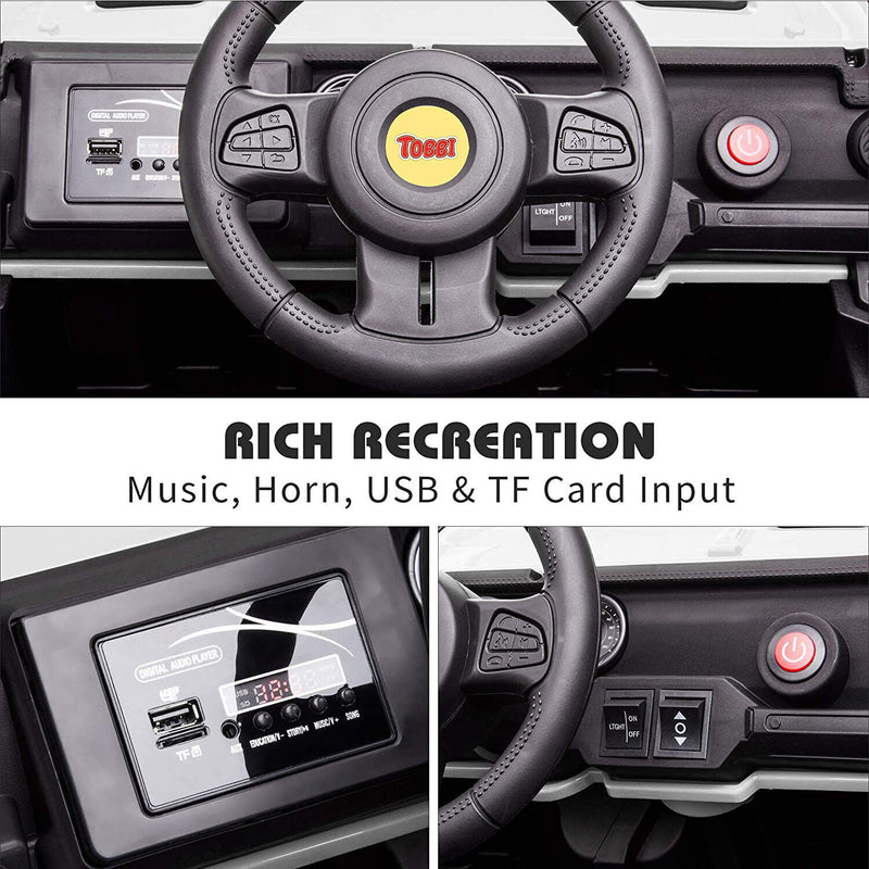 TOBBI 12V Electric Remote Control Kids Ride-On Truck in White