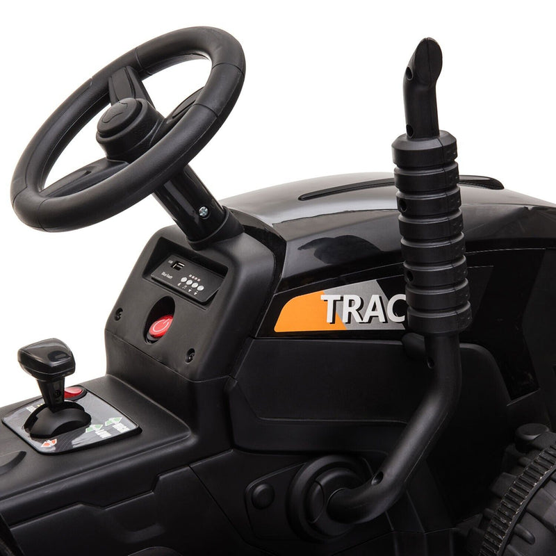 TOBBI 12V Electric Tractor Ride-On Car with Trailer for Kids - Battery Powered Toy Vehicle