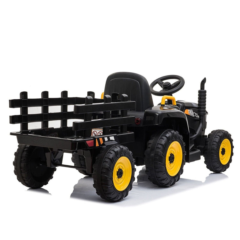 TOBBI 12V Electric Tractor Ride-On Toy Car with Trailer for Kids