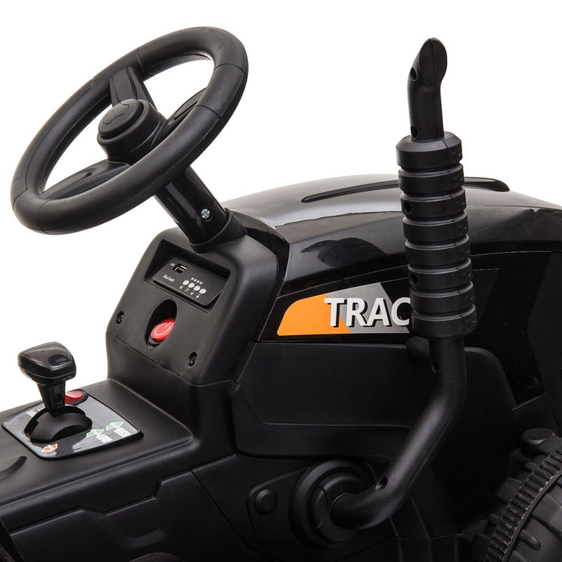 TOBBI 12V Electric Tractor Ride-On Toy Car with Trailer for Kids