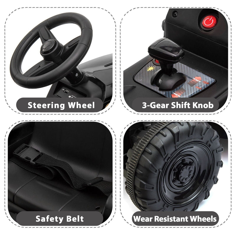 TOBBI 12V Electric Tractor Ride-On Toy Car with Trailer for Kids