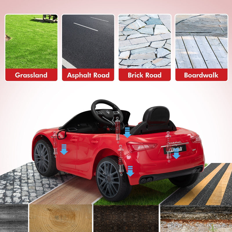 12V Licensed Maserati Ghibli Electric Ride-On Car Toy for Kids Boys and Girls