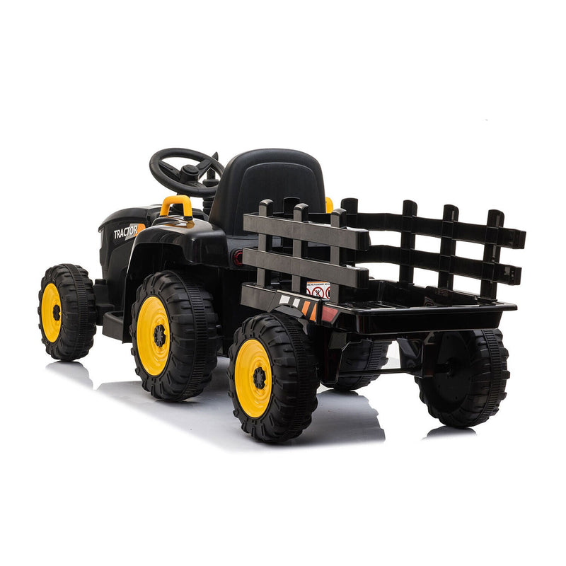TOBBI 12V Kids Battery-Powered Ride On Tractor Toy in Black (Open Box)