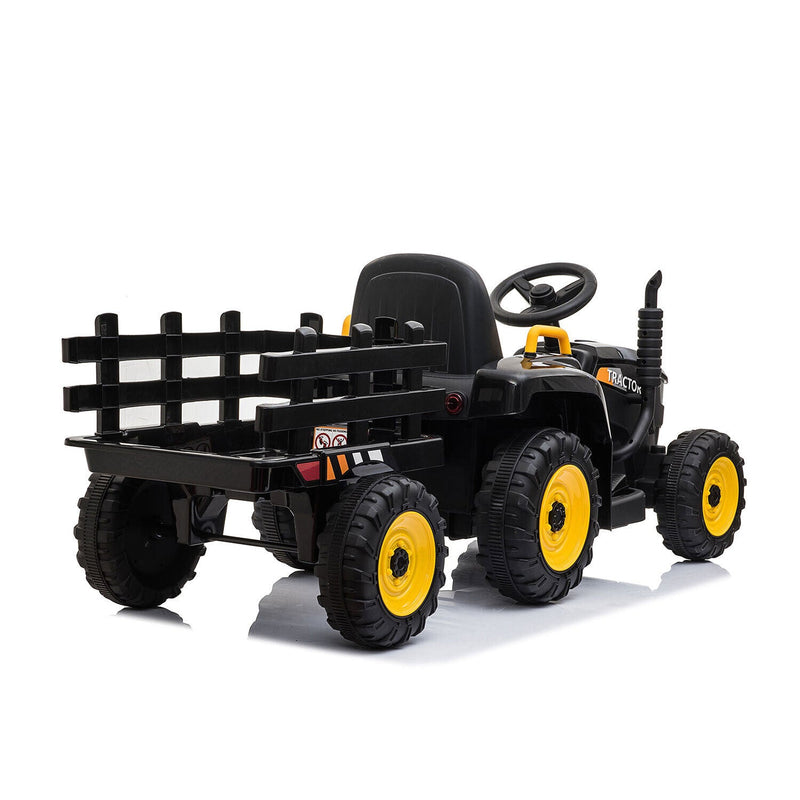 TOBBI 12V Kids Battery-Powered Ride On Tractor Toy in Black (Open Box)