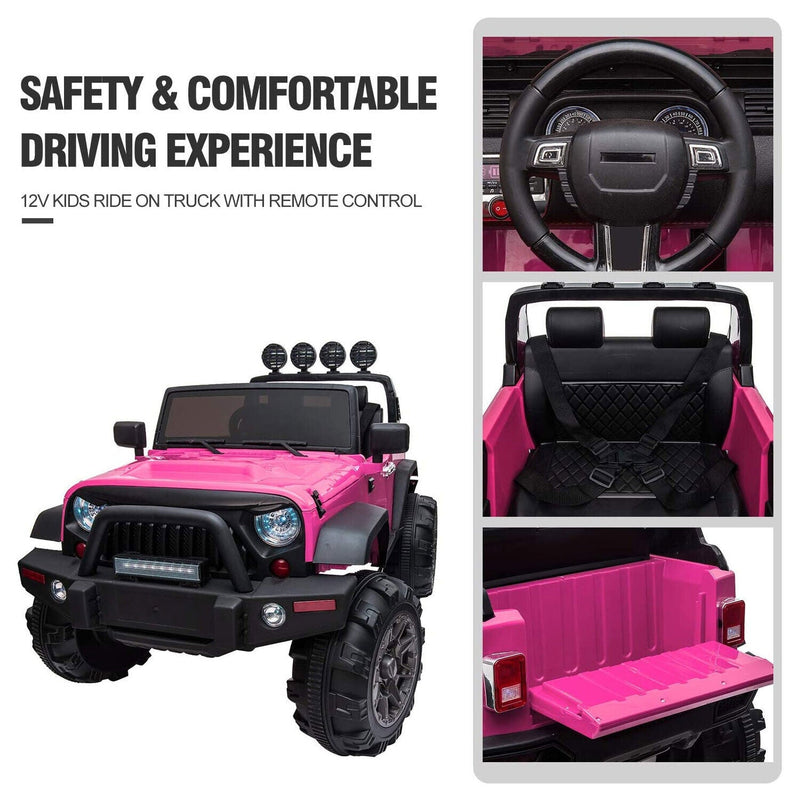 TOBBI 12V Kids Electric 2 Speed Jeep Wrangler Ride On Toy - Pink