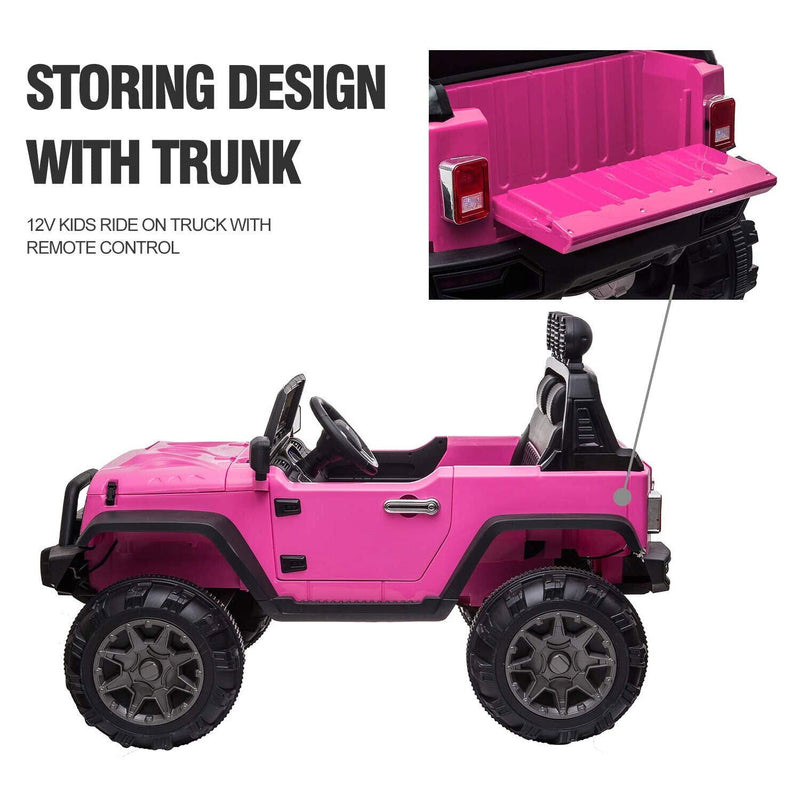 TOBBI 12V Kids Electric 2 Speed Jeep Wrangler Ride On Toy - Pink