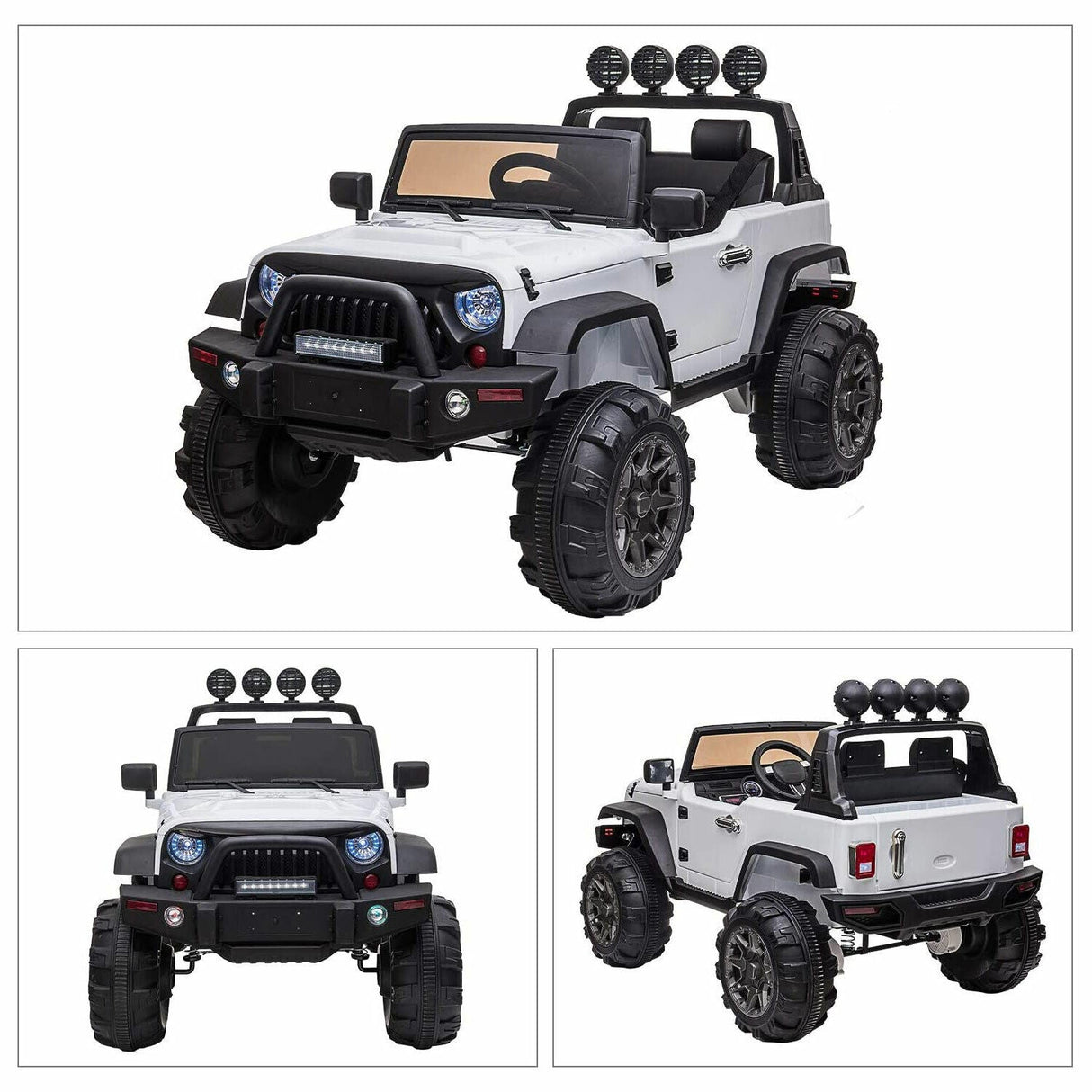 TOBBI 12V Kids Electric 2 Speed Open Top SUV Ride On Toy, White