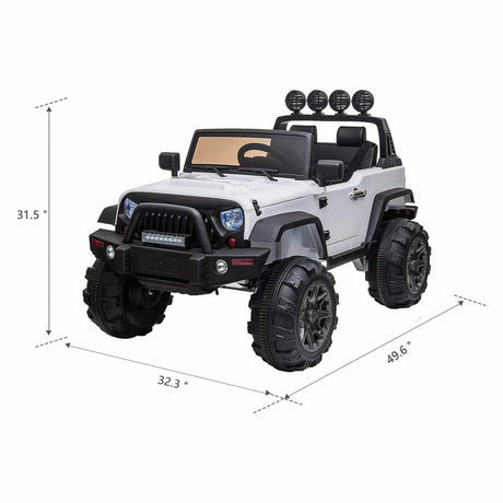 TOBBI 12V Kids Electric 2 Speed Open Top SUV Ride On Toy, White