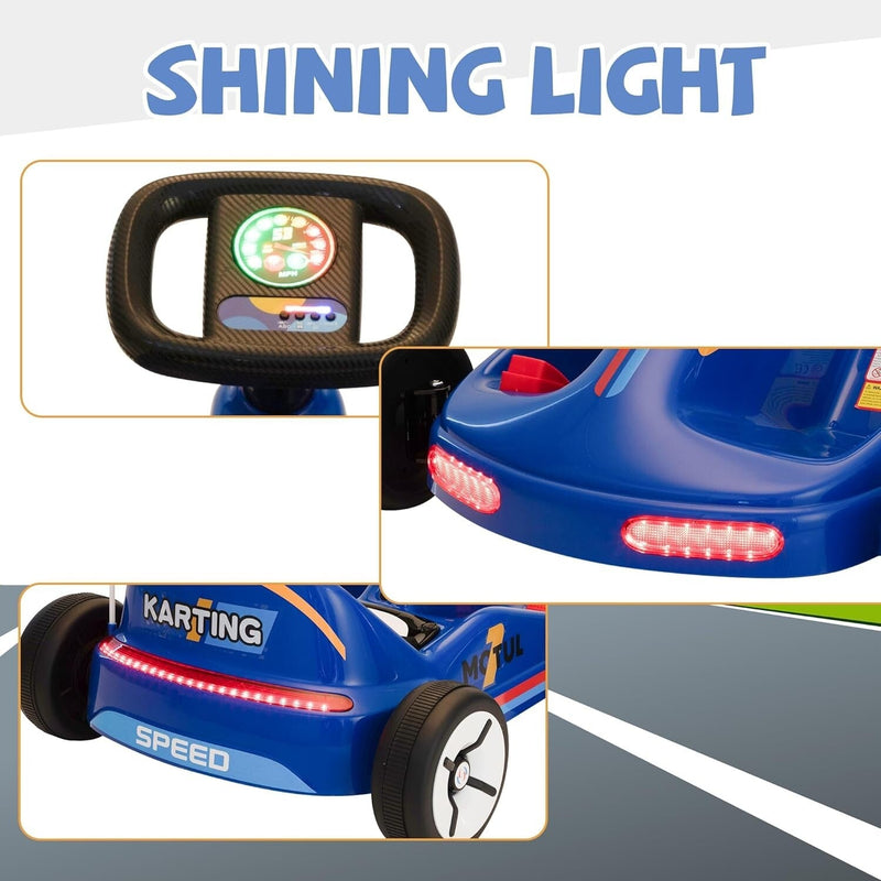 12V Kids Electric Ride-On Go Kart Toy Car with Remote Control for Ages 3-8 Years