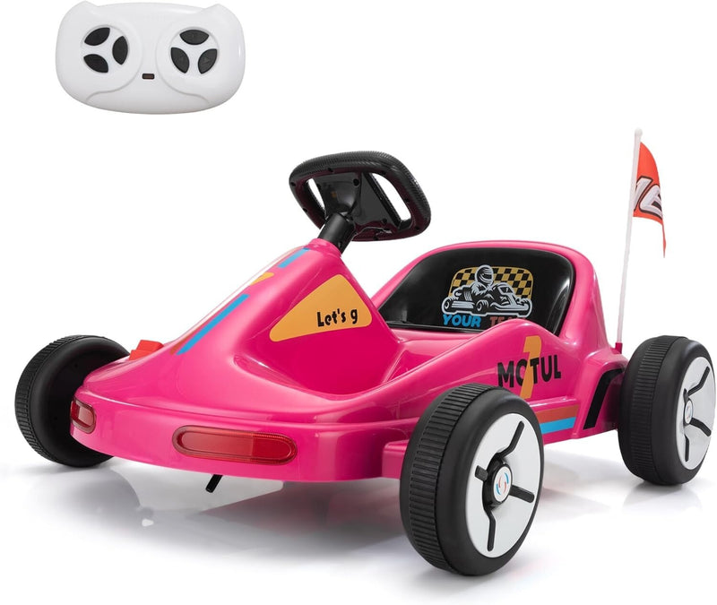 12V Kids Electric Ride-On Go Kart Toy Car with Remote Control for Ages 3-8 Years
